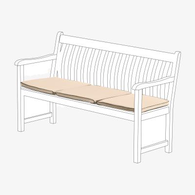 The Range Foldable 3-Seater Outdoor Garden Bench Cushion Pad - Stone / 52cm