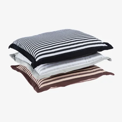 The Range Striped Cotton Seat Pad with Edging - Brown