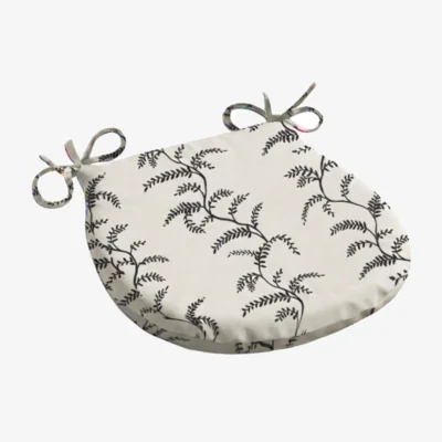 The Range Linen Fern Outdoor D Shaped Seat Pad - Grey/White / 1