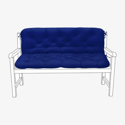 The Range 2-3 Seater Outdoor Garden Bench Seat Cushion with Back Pad - Navy / 120cm