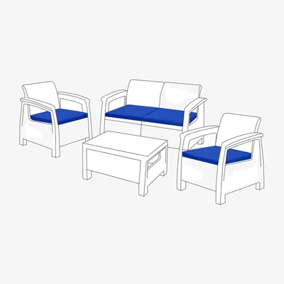 The Range Outdoor Water Resistant  Rattan Furniture Seat Pads - Blue