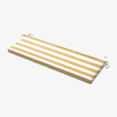 The Range Wide Striped Garden Bench Seat Pad Yellow - Yellow/White