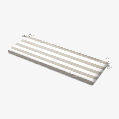 The Range Wide Striped Garden Bench Seat Pad Beige - Beige/White