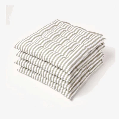 The Range Homescapes Garden Bench Cushion Luxury Cotton Stripe Thin Indoor Outdoor Bench P - Grey / 40cm / 4