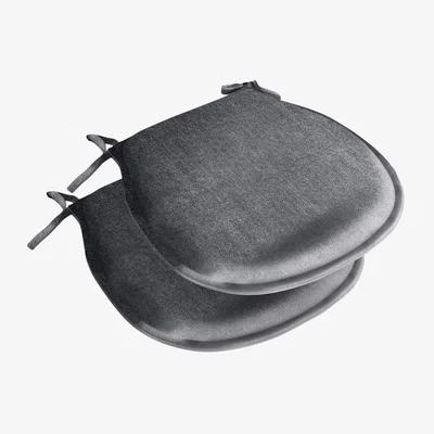 The Range Set of 2 Water-Repellent Garden Seat Pads  - Grey / D Shape