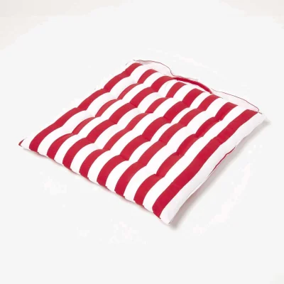 The Range Thick Stripe Cotton Seat Pad with Button Straps - Red / 5cm