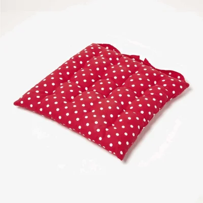 The Range Polka Dot Cotton Seat Pad with Button Straps - Red / 5cm
