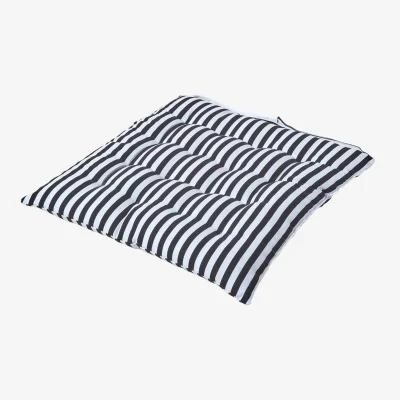 The Range Thin Stripe Cotton Seat Pad with Button Straps - Black and White / 5cm