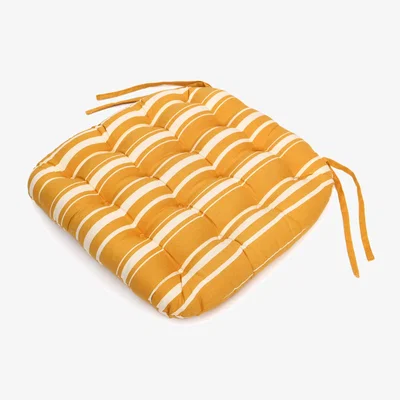 The Range Outdoor Tufted Seat Pad with Secure Ties - Jungle Horizon / 1