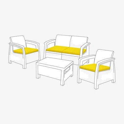The Range Outdoor Water Resistant  Rattan Furniture Seat Pads - Yellow