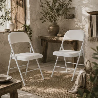 The Range Lofano White Cushioned Folding Chairs Set of 2