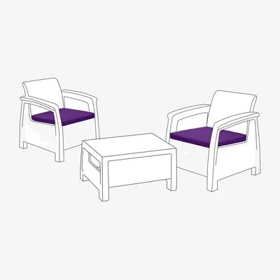 The Range Outdoor Water Resistant 2-Pieces Rattan Furniture Seat Pad - Purple