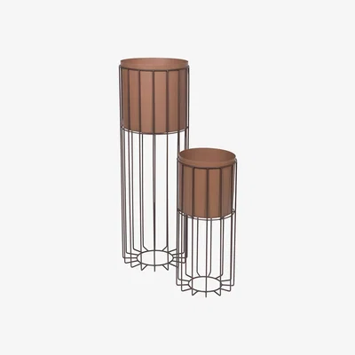 Amara Broste Copenhagen - Fenja Pot with Stand - Set of 2 - Rustic Brown
