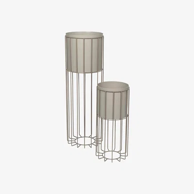 Amara Broste Copenhagen - Fenja Pot with Stand - Set of 2 - Simple Taupe