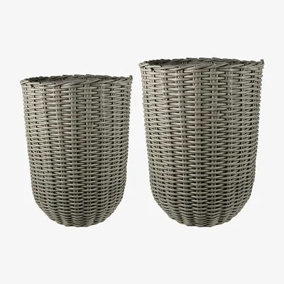 Amara IvyLine - Polyrattan Tall Planter - Set of 2 - Grey