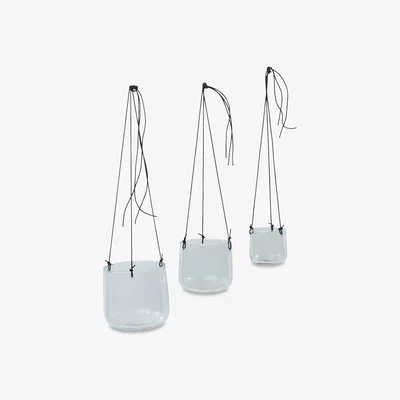 Amara Nkuku - Viri Hanging Glass Planter - Clear - Large