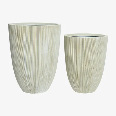 Amara AMARA Outdoors - Outdoor Textured Planter - Set of 2 - Beige