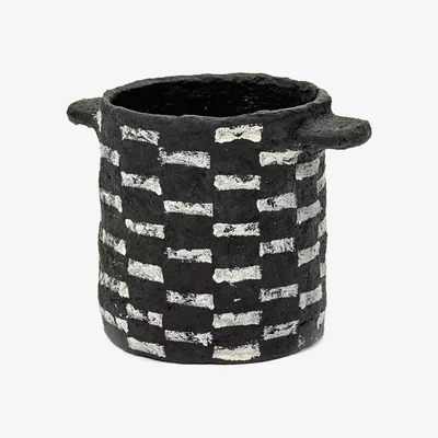 Amara Serax - Marie Papier-Mâché Pot - Check - Black/White
