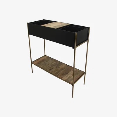 Amara IvyLine - Rectangular Kensington Metal Planter Stand - Gold