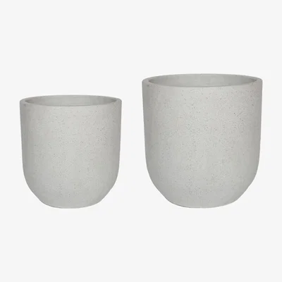 Amara IvyLine - Catina Terrazzo Outdoor Planter - White - Set of 2 - Large