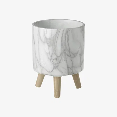 Amara Parlane - Marble Cement Planter - White