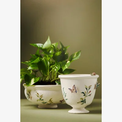 Anthropologie Gardenia Stoneware Pot