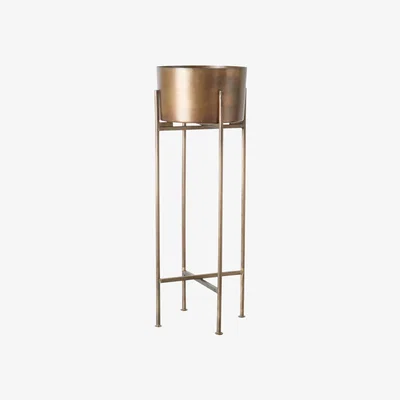 Barker and Stonehouse Metallic Plant Pot and Stand, Antique Bronze