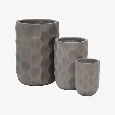 Barker and Stonehouse Geradis Set of 3 Pots, Concrete