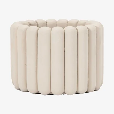 Barker and Stonehouse Fluted Ceramic Planter, Neutral | Barker & Stonehouse