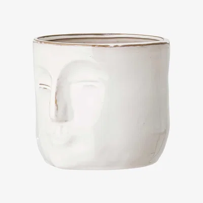 Barker and Stonehouse Stoneware Ceramic Face Pot In White Finish - Measuring: W16.5 x D18 x H15.5cm