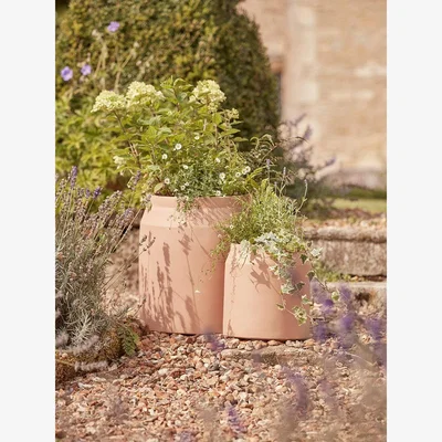 Cox and Cox Two Handmade Churn Planters - Tobacco