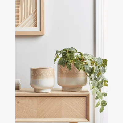 Cox and Cox NEW Two Dipped Glaze Speckled Planters