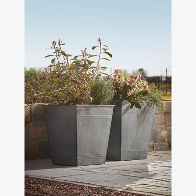 Cox and Cox Two Tall Square Zinc Plant Pots