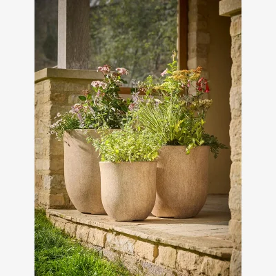 Cox and Cox Three Budra Curved Planters - Sand