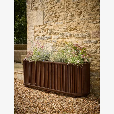 Cox and Cox Louvre Wooden Planter Large - Walnut Finish