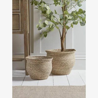 Cox and Cox Two Woven Rush Grass Planters