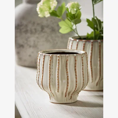 Cox and Cox Glazed Textured Planter - Small
