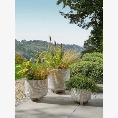 Cox and Cox Three Modarc Footed Planters - Granite