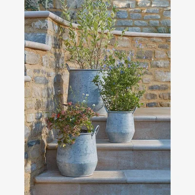 Cox and Cox Three Galvanised Planters