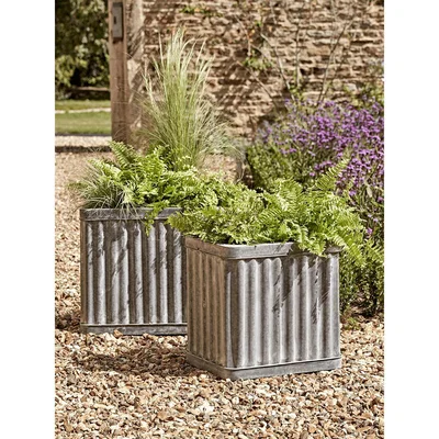 Cox and Cox Two Corrugated Zinc Planters