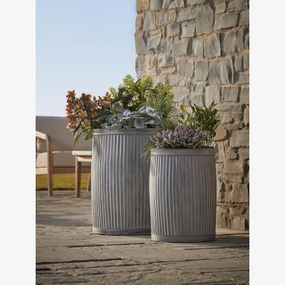 Cox and Cox Two zinc Barrel Planters