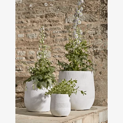 Cox and Cox Three Geometric Etched Planters - Light Grey