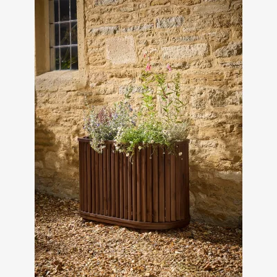 Cox and Cox Louvre Wooden Planter Small - Walnut Finish