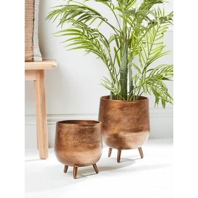 Cox and Cox NEW Two Textured Standing Planters - Antique Bronze