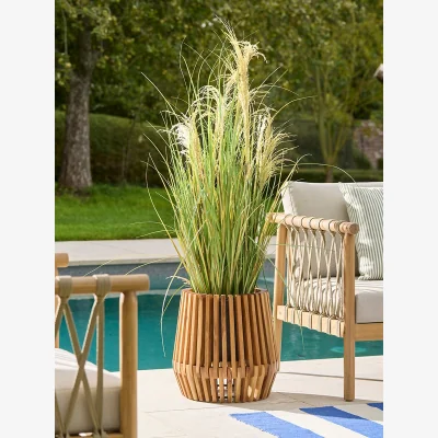 Cox and Cox Slatted Wooden Planter - Natural Finish