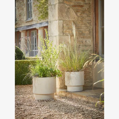 Cox and Cox Two Handmade Column Planters - Beige