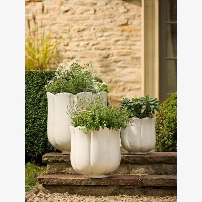 Cox and Cox Three Reactive Glaze Tulip Planters