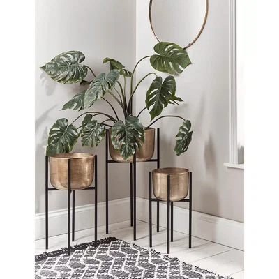 Cox and Cox Three Standing Brass Planters