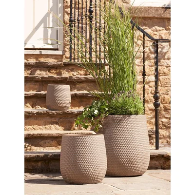 Cox and Cox NEW Three Honeycomb Planters - Taupe