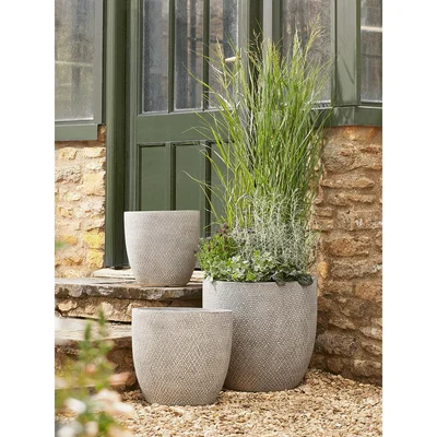 Cox and Cox NEW Three Textured Diamonds Planters - Curved